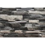 Fachaleta tipo piedra_30x45_alameda_plomeria garcia_ok | Plomería García Gray stacked-stone wall veneer with irregular rectangular stones in varying shades of gray to create a textured facade.