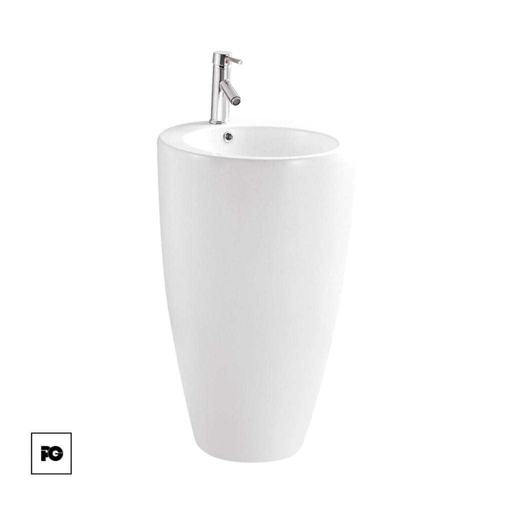 Lavabo color blanco-pedestal-modelo kinea-castel-plomeria garcia-ok | Plomería García