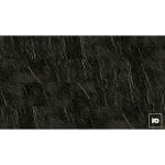 Piso ceramico color negro-60x60-brillante-interior-aster-vitromex-2-ok | Plomería García Black marble tile surface with white veining, brand logo bottom-right corner (pg).